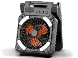 מאוורר סולארי ו/או נטען +פנס+מטען נייד