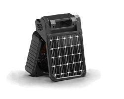 מאוורר סולארי ו/או נטען +פנס+מטען נייד