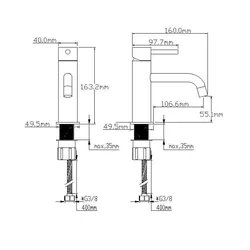 ברז פרח קצר ידית סטיק שחור מט YOAM