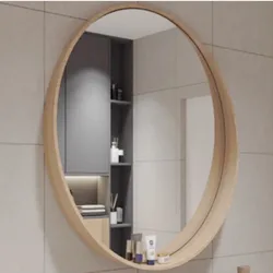 מראה עגולה 60 סמ עם מסגרת מעץ אורן