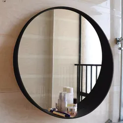 מראה עגולה 60 סמ עם מסגרת מעץ שחור מט